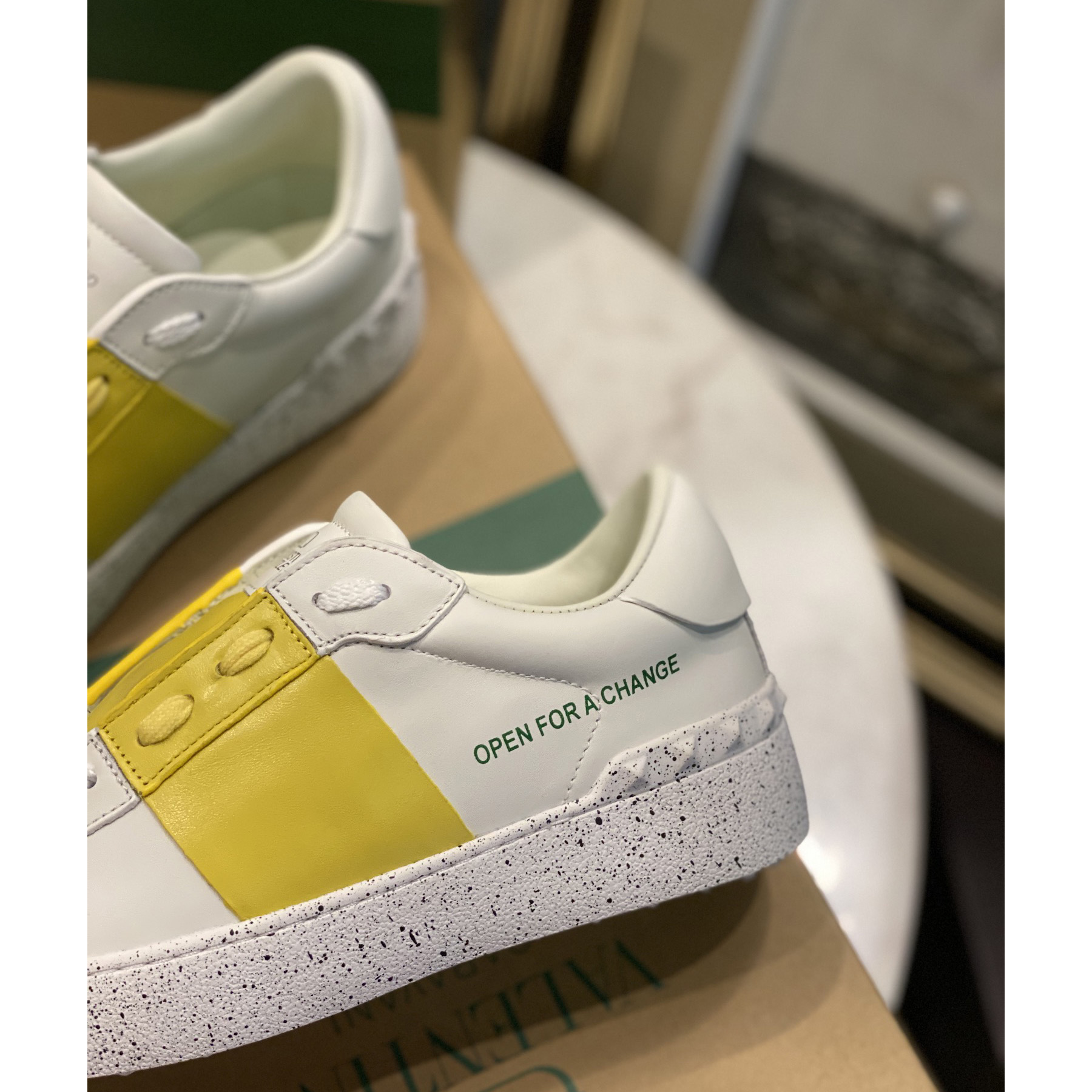 Valenti Open For A Change Sneaker In Bio-Based Material In White/Lemon Cream - DopestKickz
