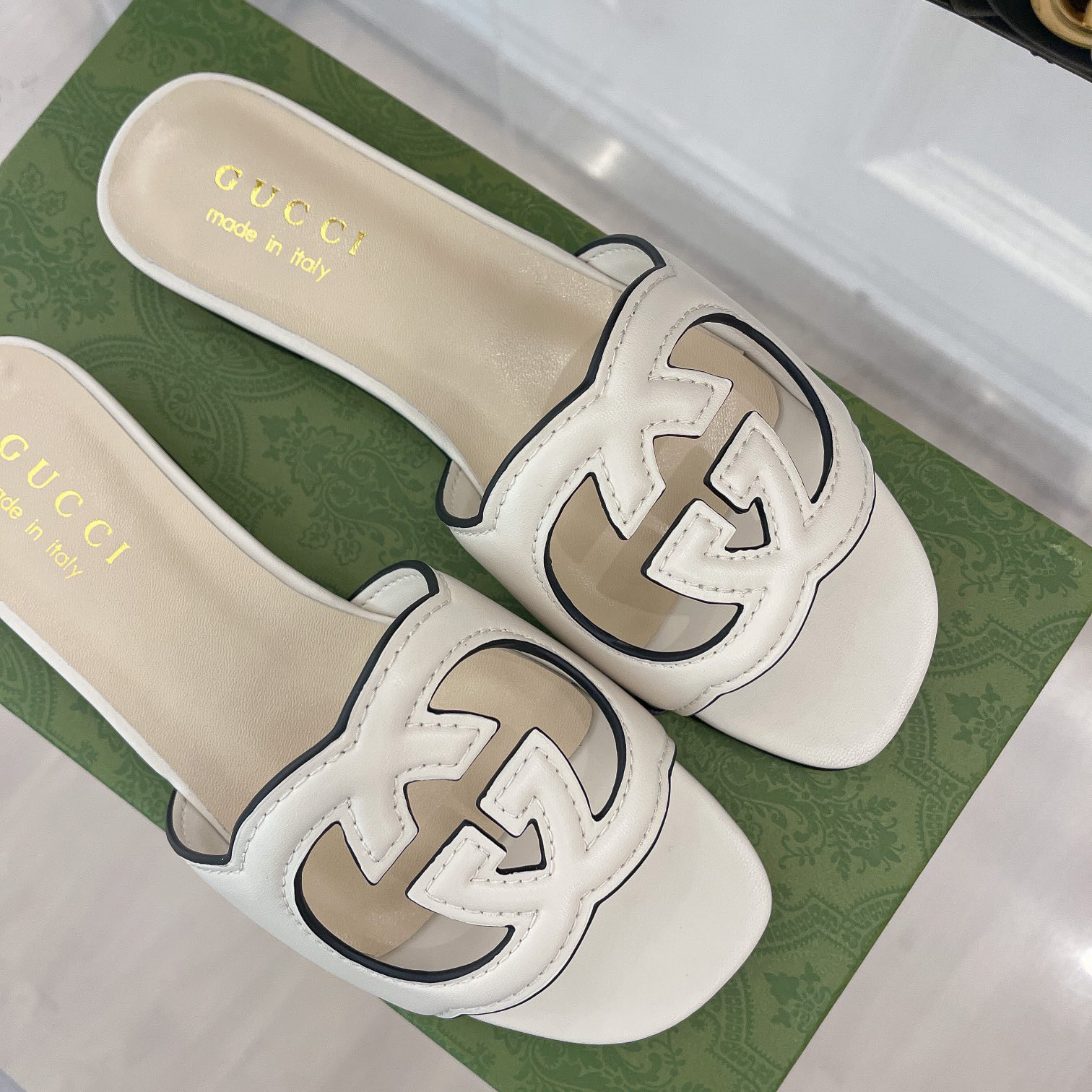 Gucci Women's Interlocking G Cut-Out Slide Sandal - DopestKickz