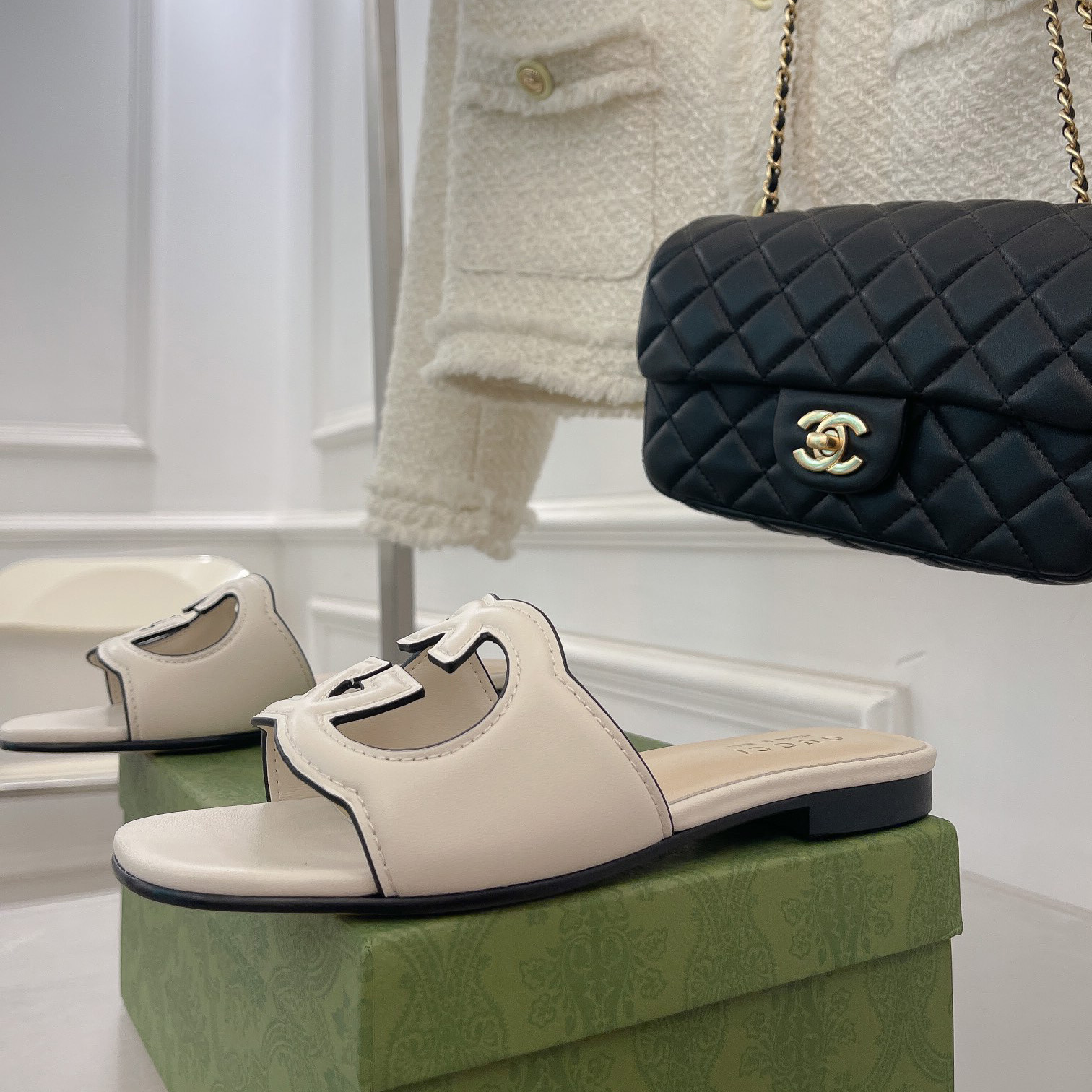 Gucci Women's Interlocking G Cut-Out Slide Sandal - DopestKickz