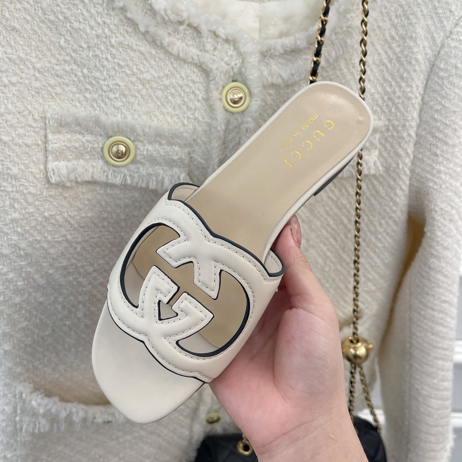 Gucci Women's Interlocking G Cut-Out Slide Sandal - DopestKickz