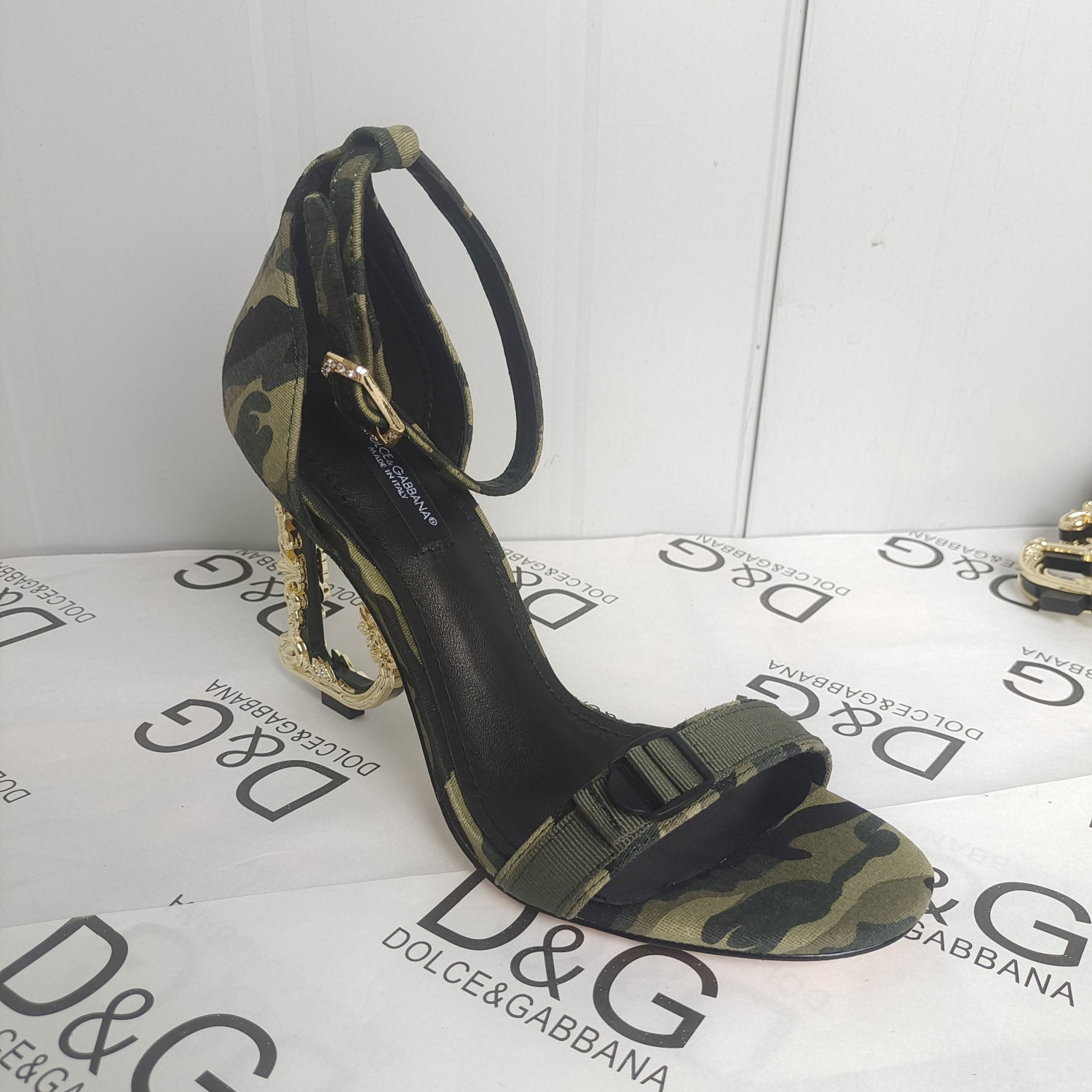 Dolce & Gabbana  Baroque DG Sandals In Camouflage Patchwork - DopestKickz
