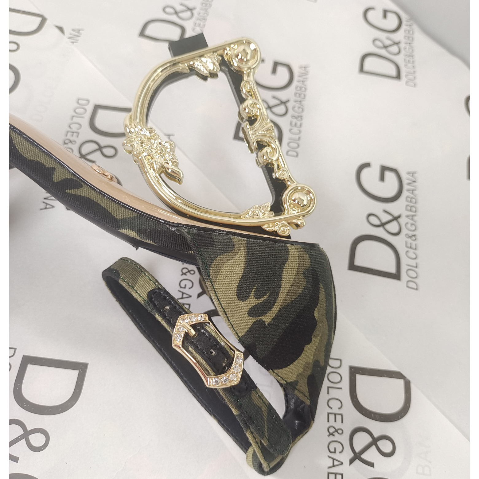 Dolce & Gabbana  Baroque DG Sandals In Camouflage Patchwork - DopestKickz