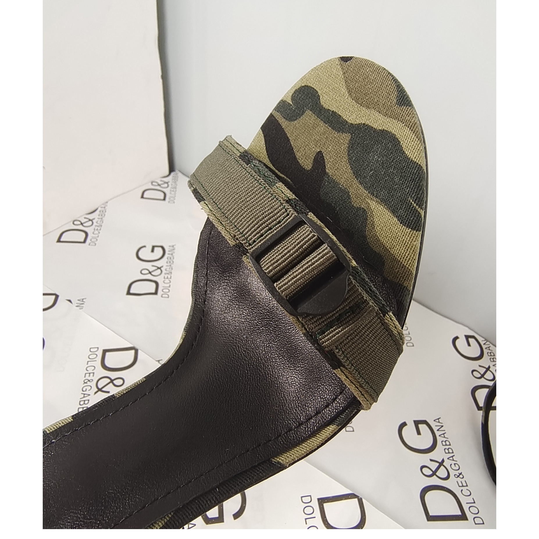 Dolce & Gabbana  Baroque DG Sandals In Camouflage Patchwork - DopestKickz