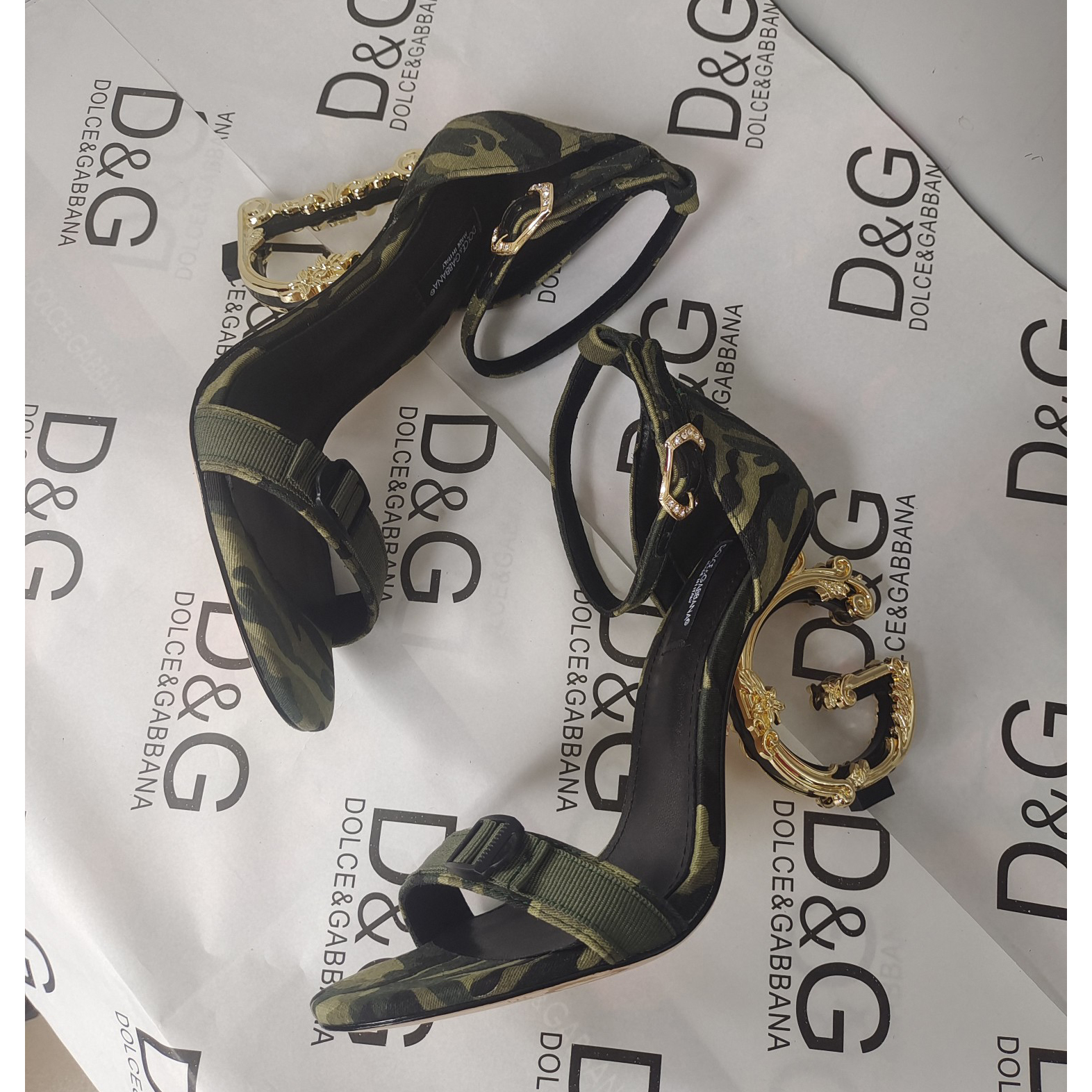 Dolce & Gabbana  Baroque DG Sandals In Camouflage Patchwork - DopestKickz