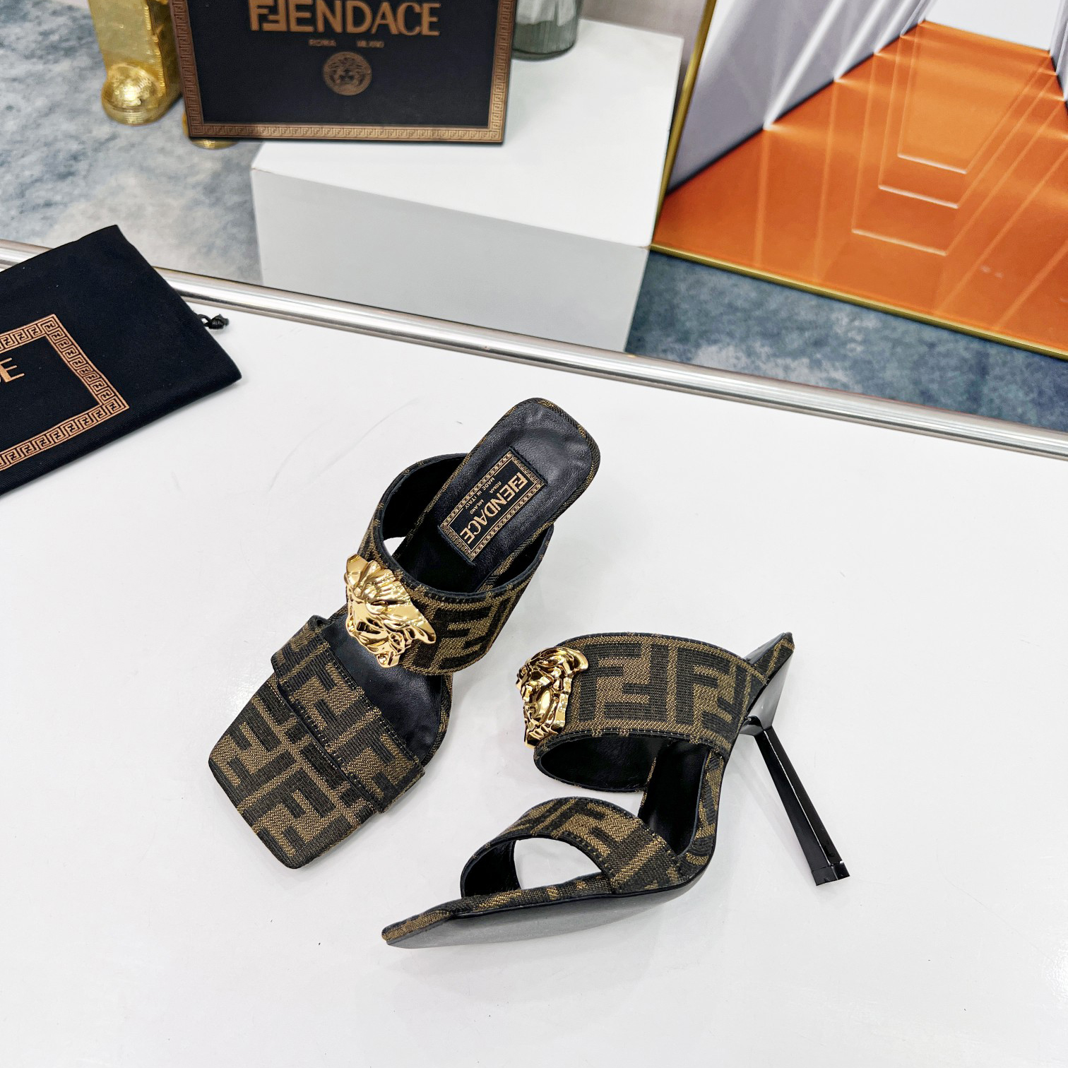 Versace Fendace  FF Jacquard Mules - DopestKickz