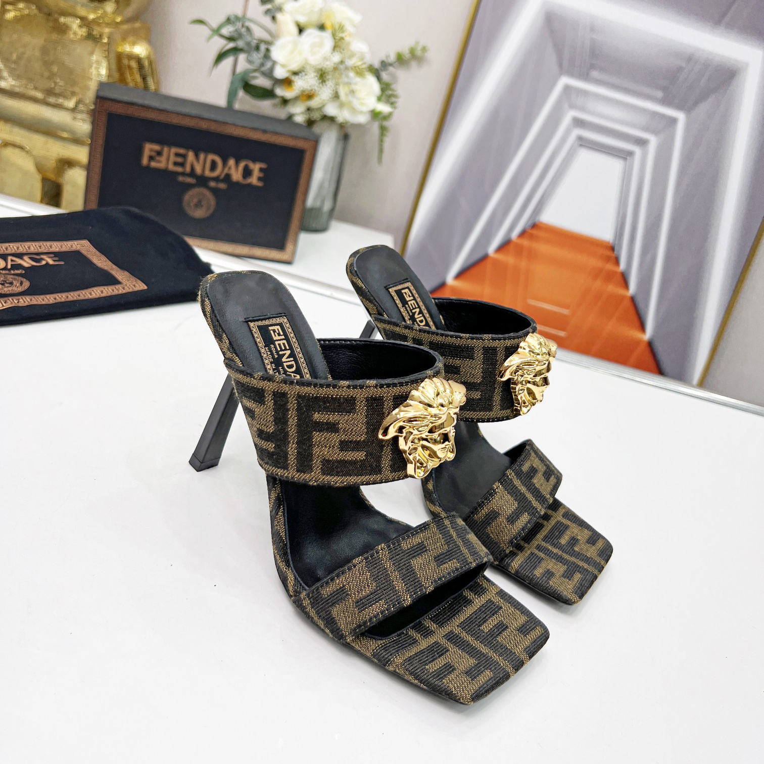 Versace Fendace  FF Jacquard Mules - DopestKickz