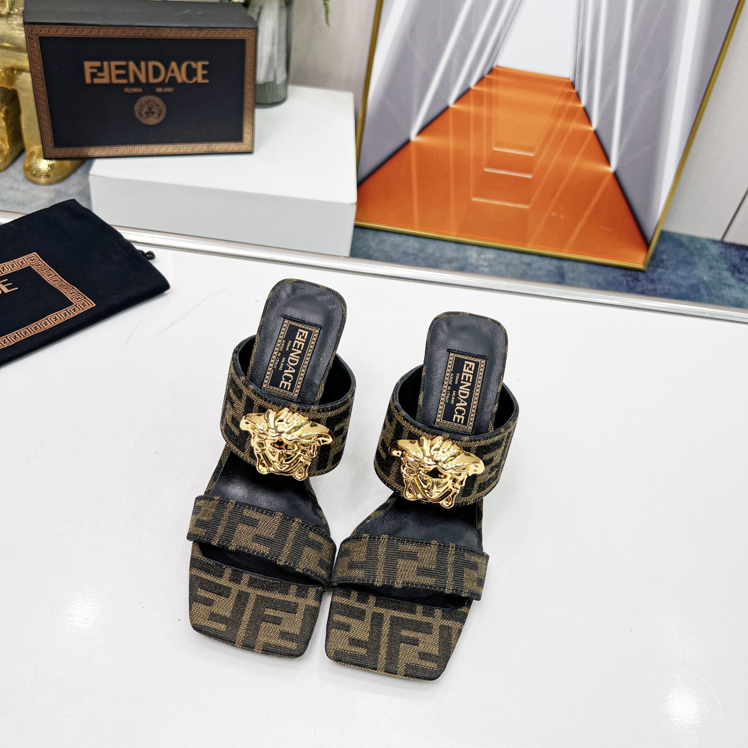 Versace Fendace  FF Jacquard Mules - DopestKickz