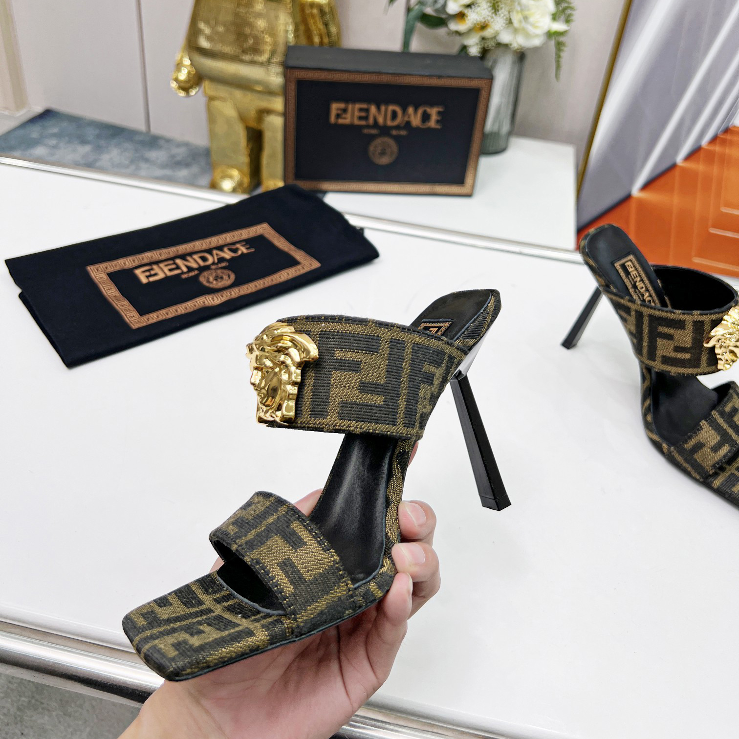 Versace Fendace  FF Jacquard Mules - DopestKickz