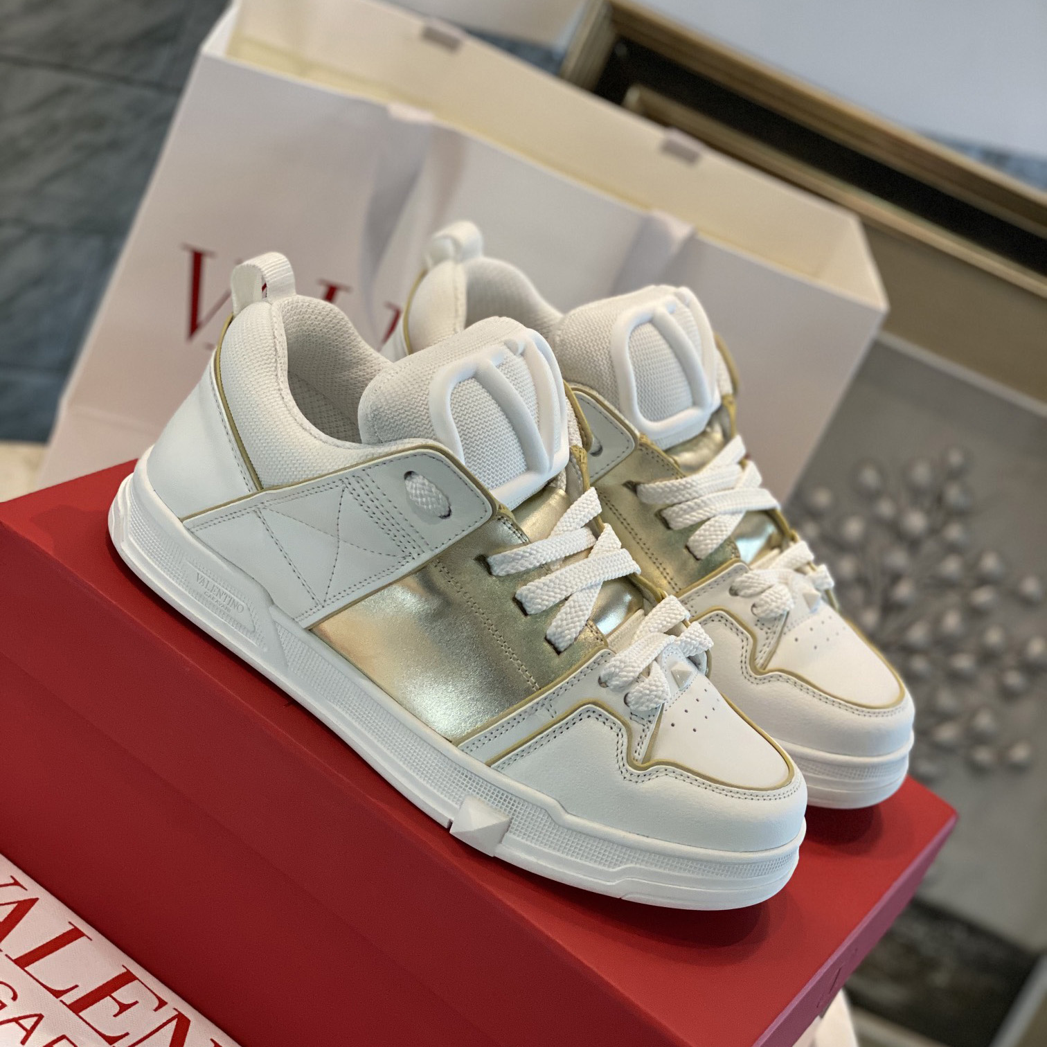 Valenti Open Skate Calfskin And Fabric Sneaker  - DopestKickz