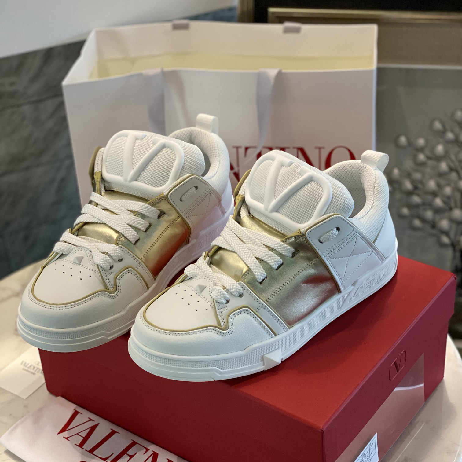 Valenti Open Skate Calfskin And Fabric Sneaker  - DopestKickz