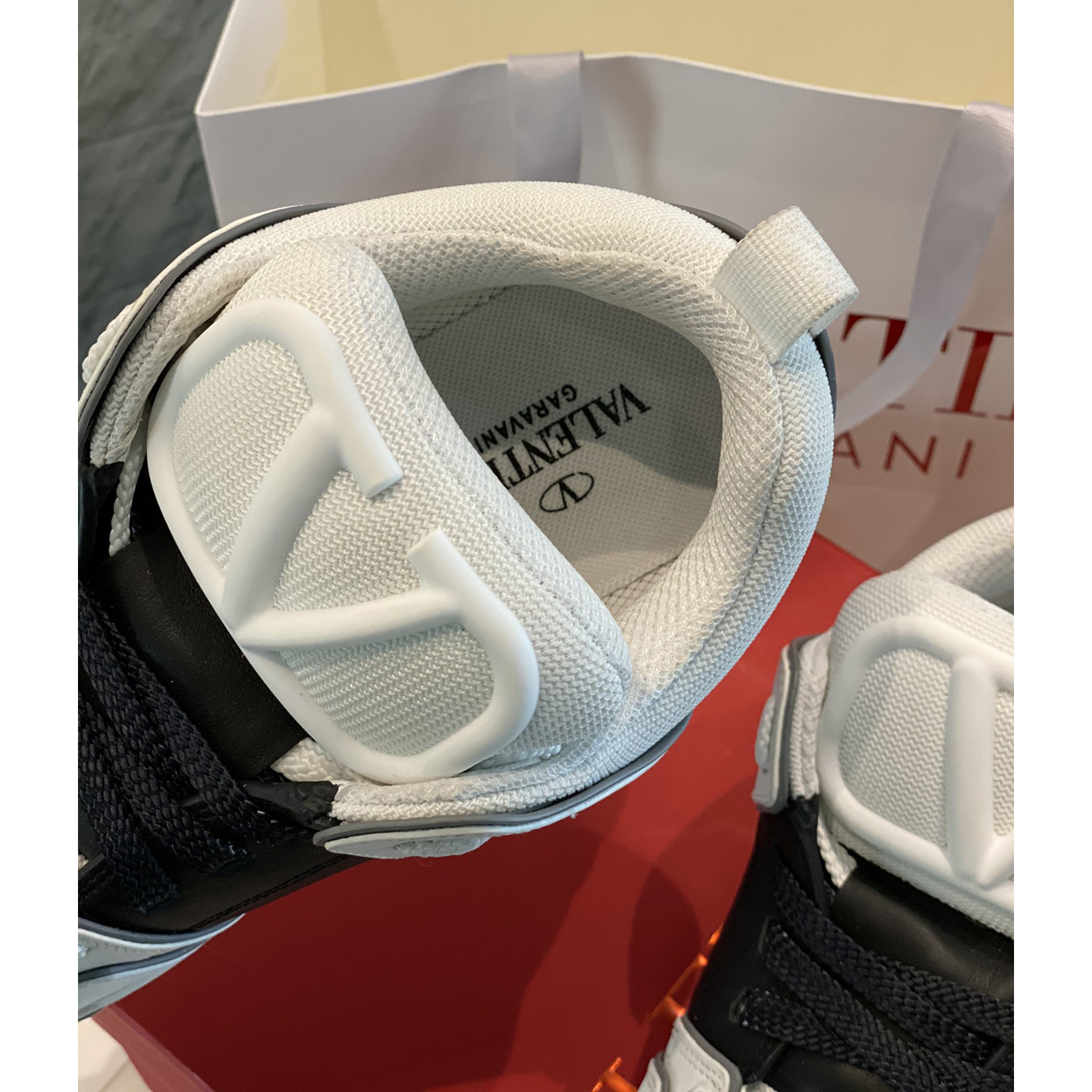 Valenti  Open Skate Calfskin And Fabric Sneaker In White/Black - DopestKickz