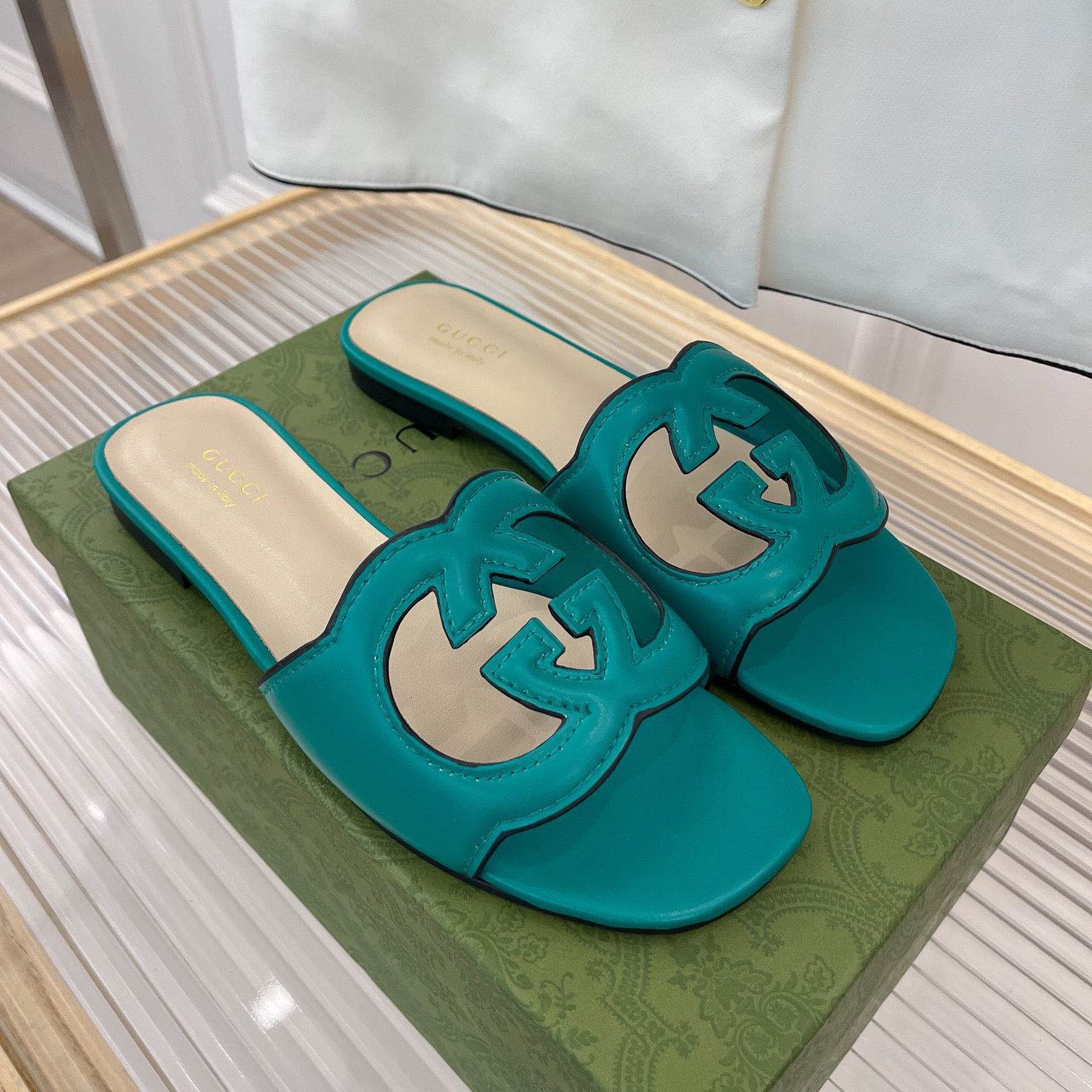 Gucci Women's Interlocking G Cut-Out Slide Sandal - DopestKickz