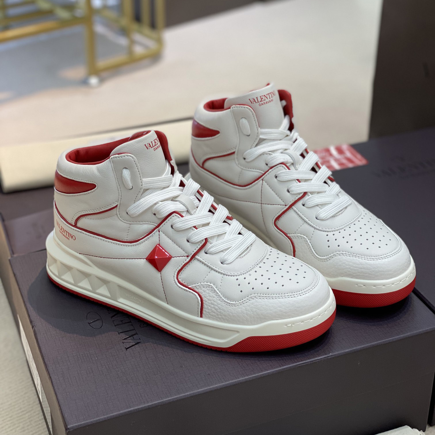 Valenti One Stud Mid-Top Nappa Sneaker - DopestKickz