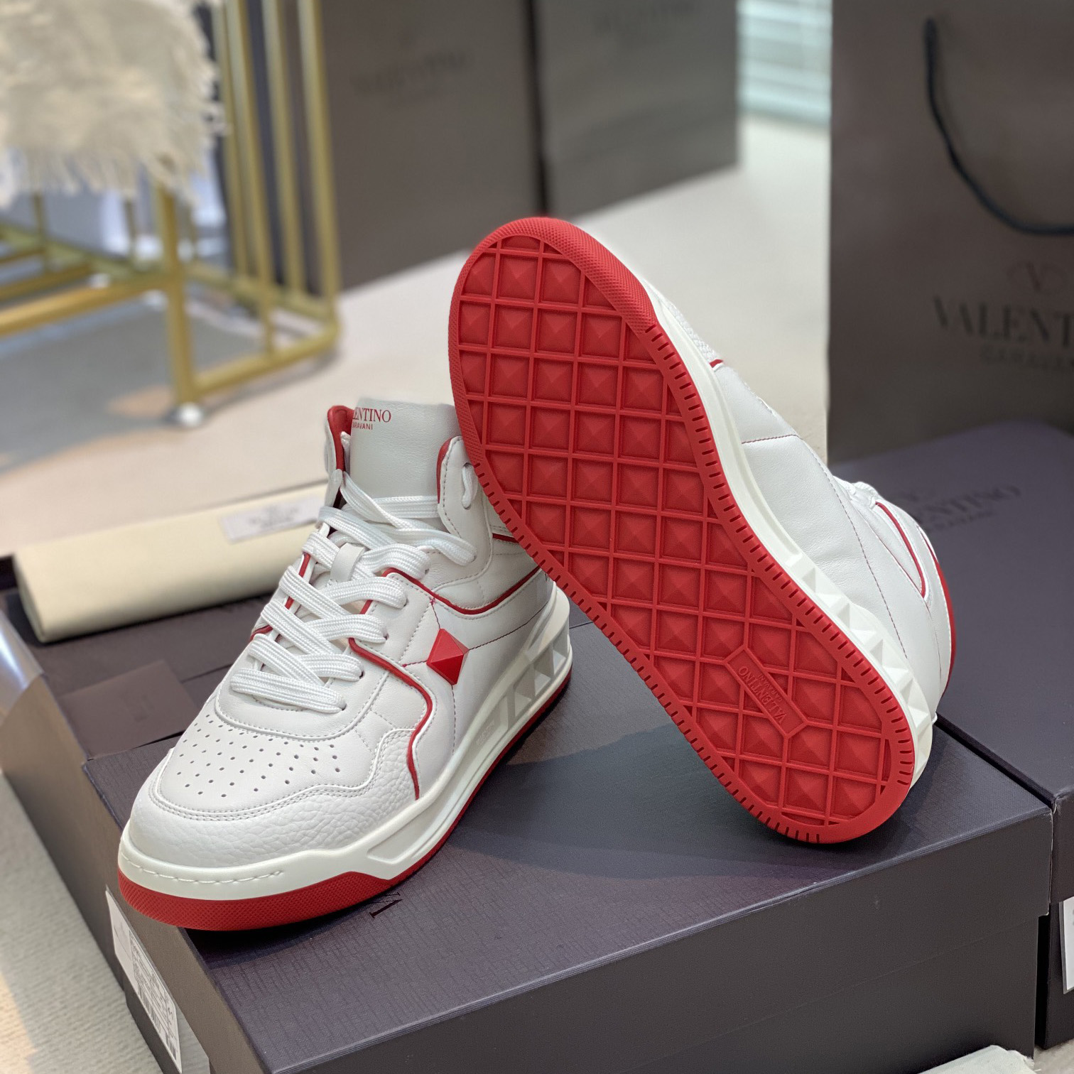 Valenti One Stud Mid-Top Nappa Sneaker - DopestKickz