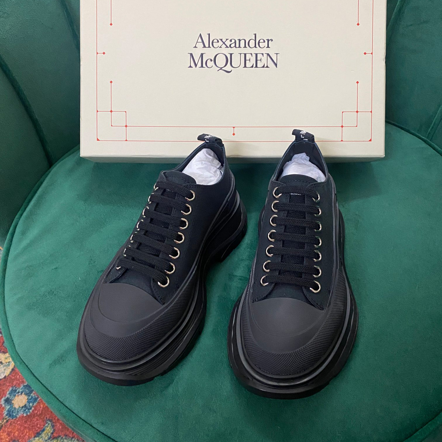 Alexander Mqueen Women's Tread Slick Lace Up In Black - DopestKickz