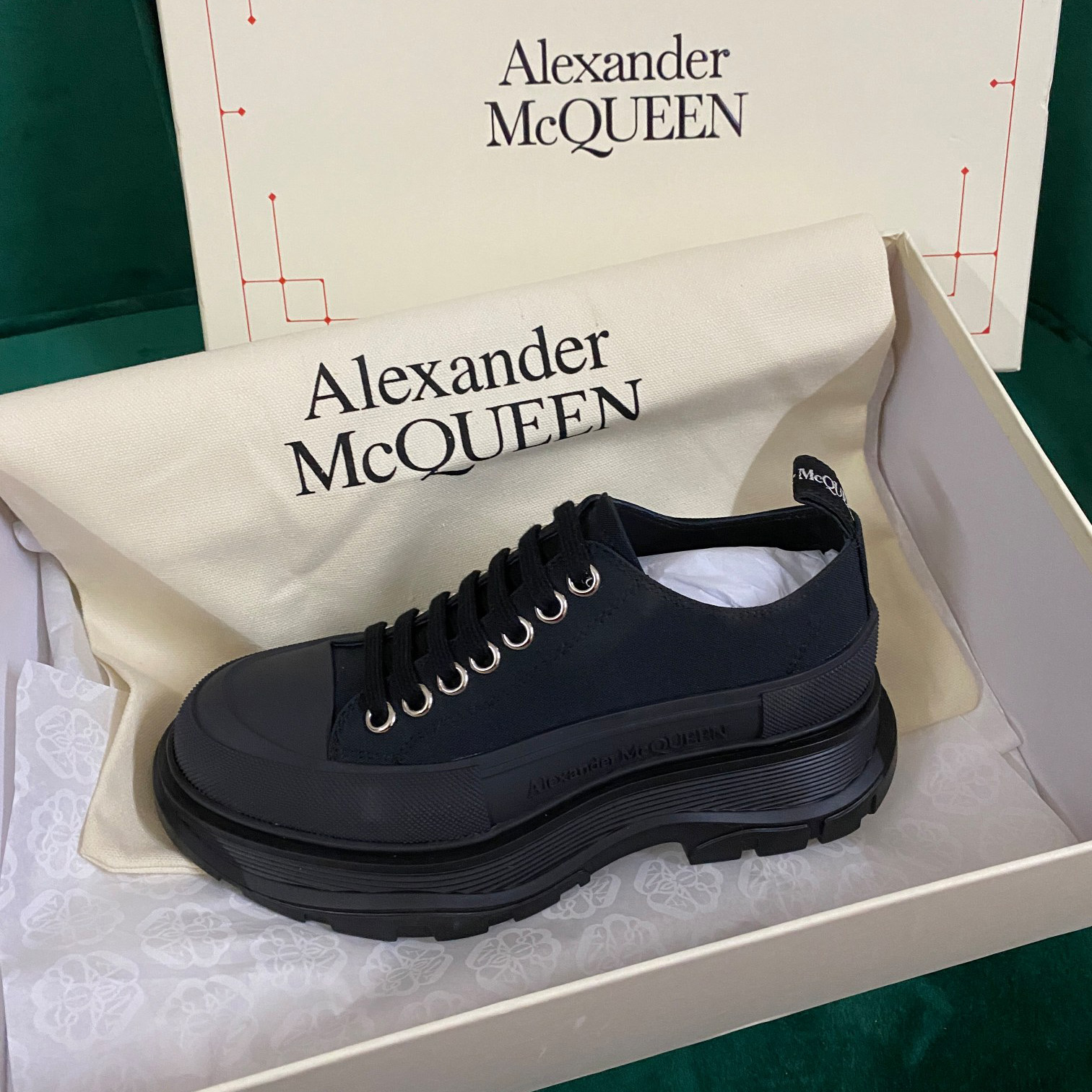 Alexander Mqueen Women's Tread Slick Lace Up In Black - DopestKickz