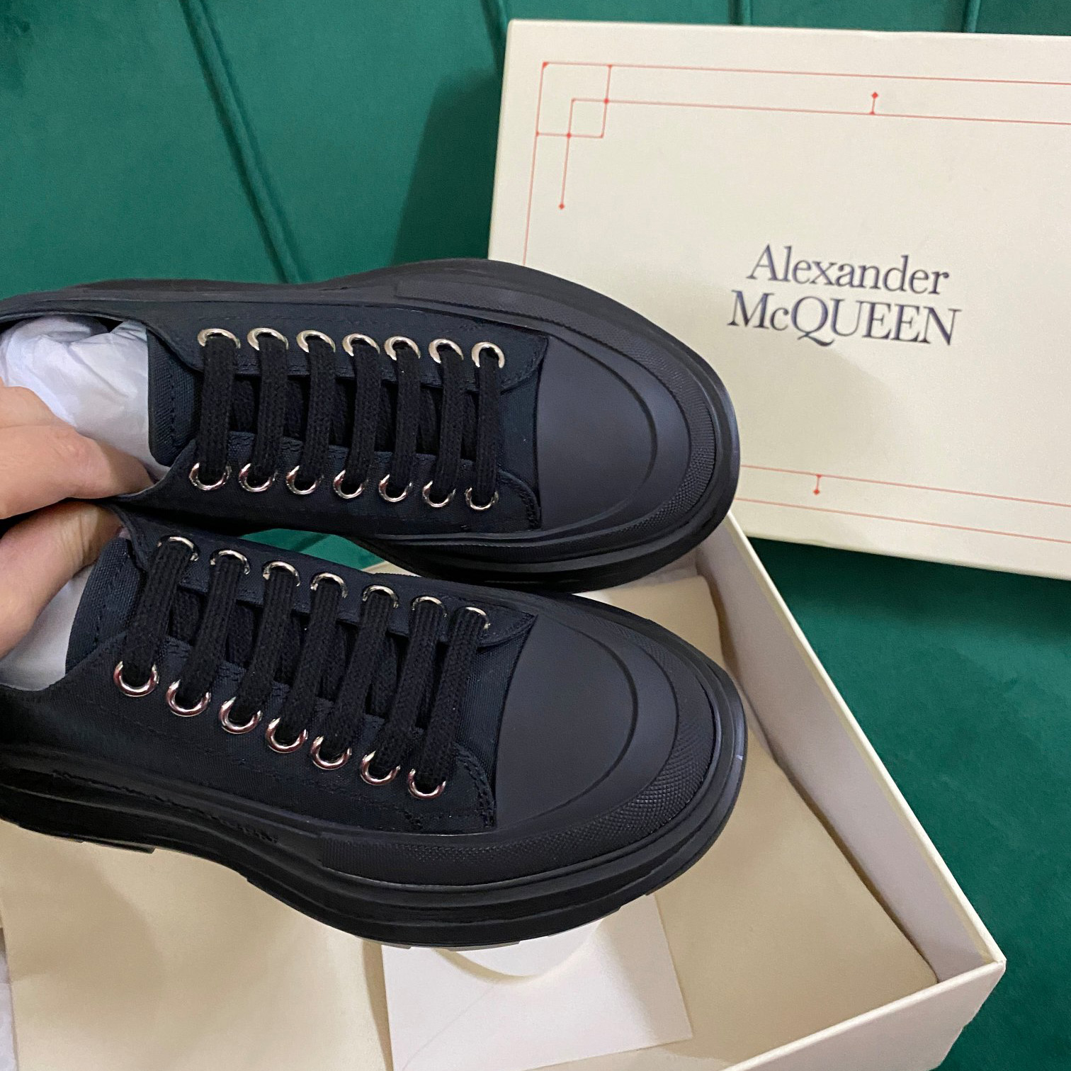 Alexander Mqueen Women's Tread Slick Lace Up In Black - DopestKickz