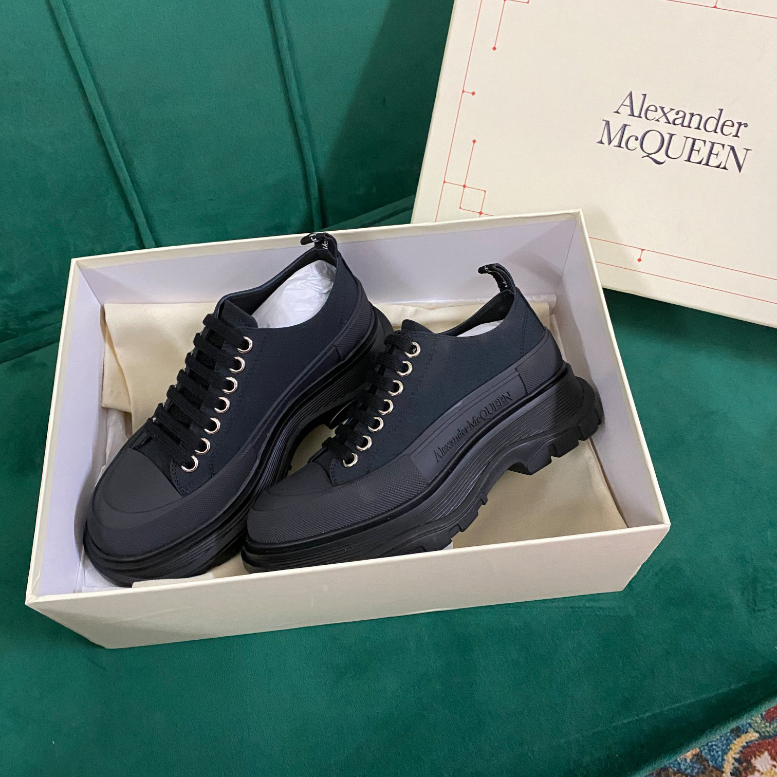 Alexander Mqueen Women's Tread Slick Lace Up In Black - DopestKickz