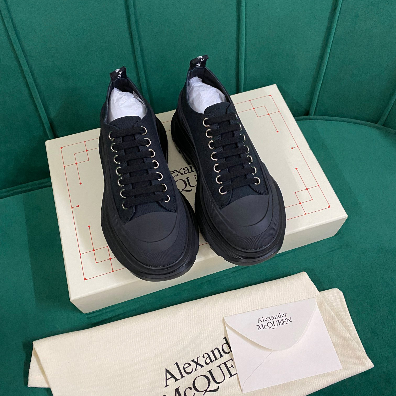 Alexander Mqueen Women's Tread Slick Lace Up In Black - DopestKickz