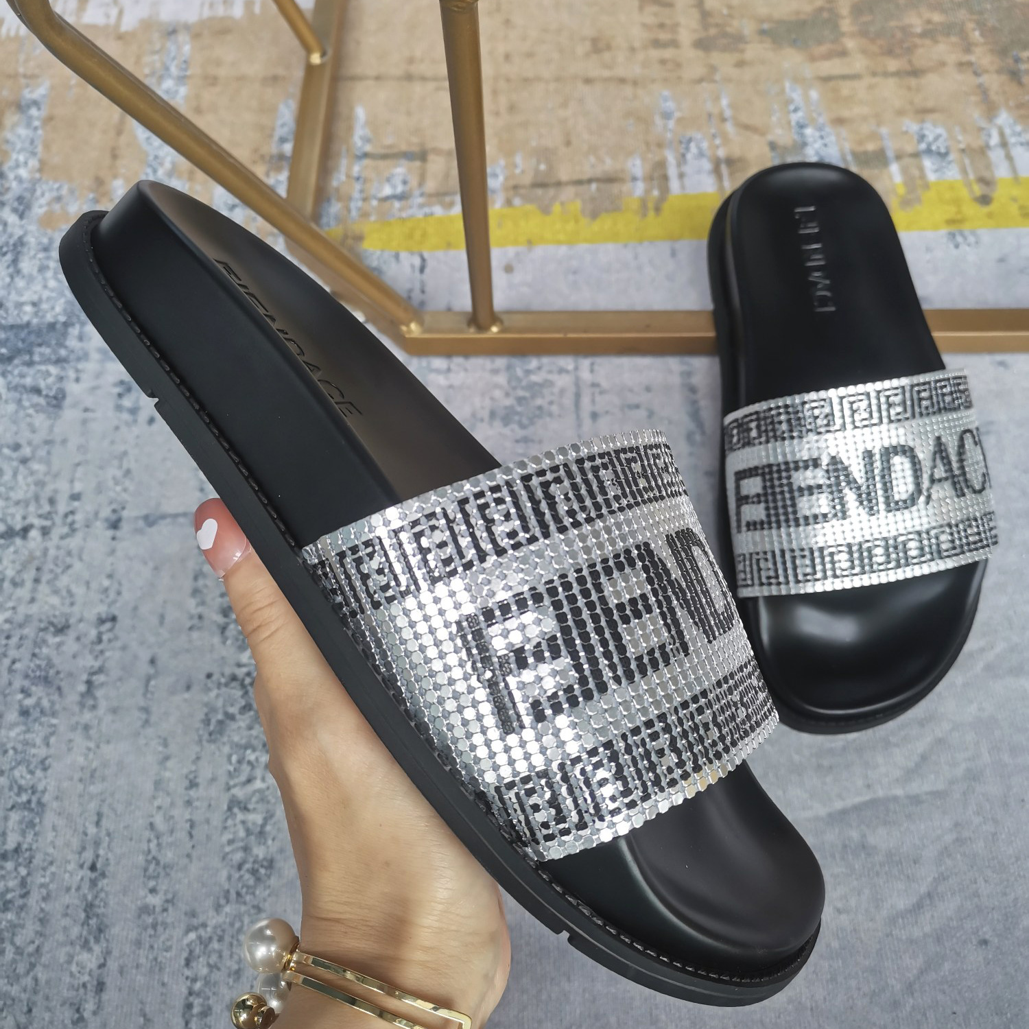 Versace x Fendi Fendace Logo Sandals  - DopestKickz