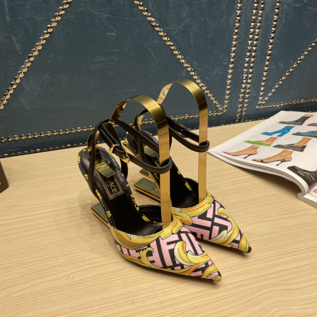 Fendi x Versace Fendace Printed Silk High-Heeled Slingbacks - DopestKickz