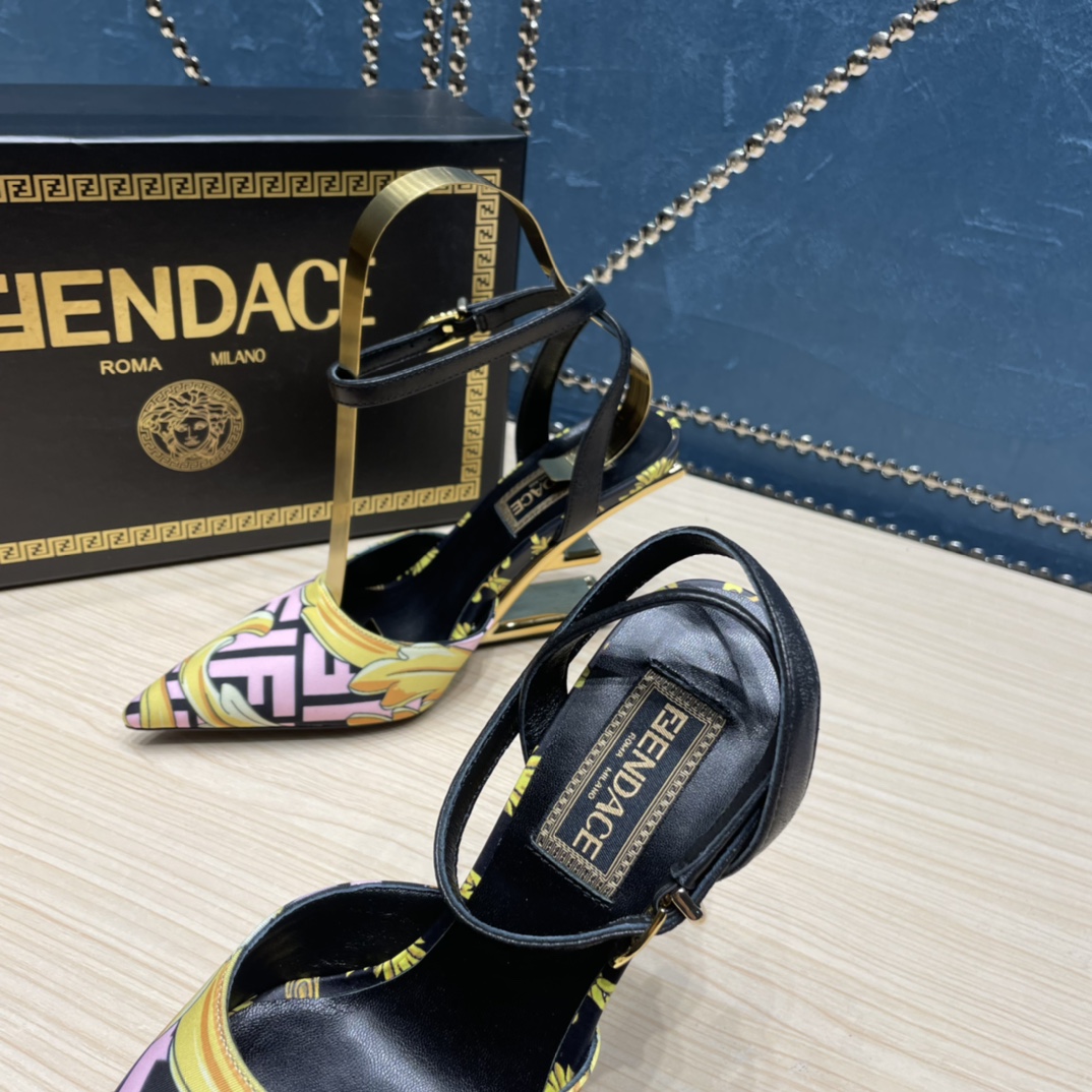 Fendi x Versace Fendace Printed Silk High-Heeled Slingbacks - DopestKickz