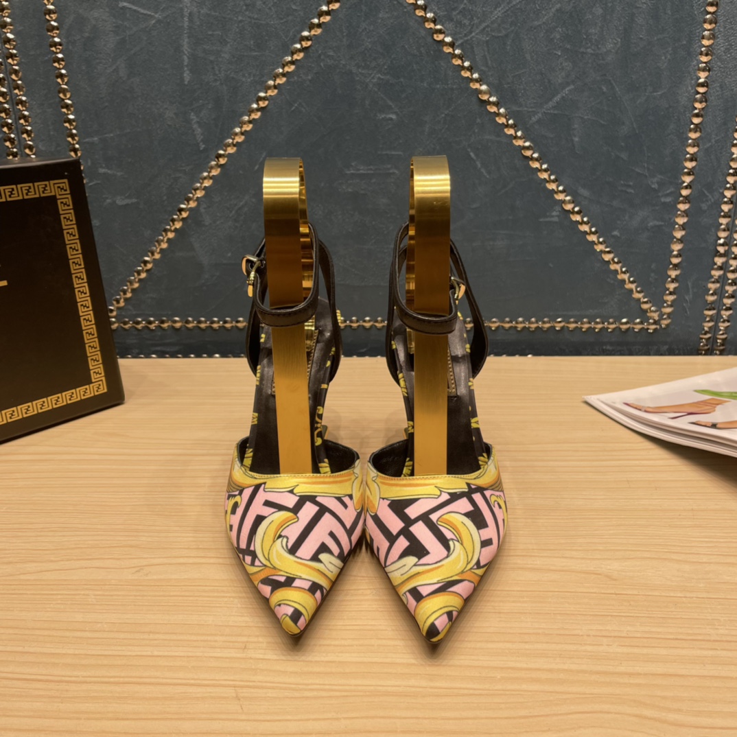 Fendi x Versace Fendace Printed Silk High-Heeled Slingbacks - DopestKickz