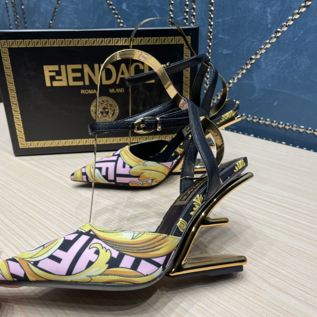Fendi x Versace Fendace Printed Silk High-Heeled Slingbacks - DopestKickz