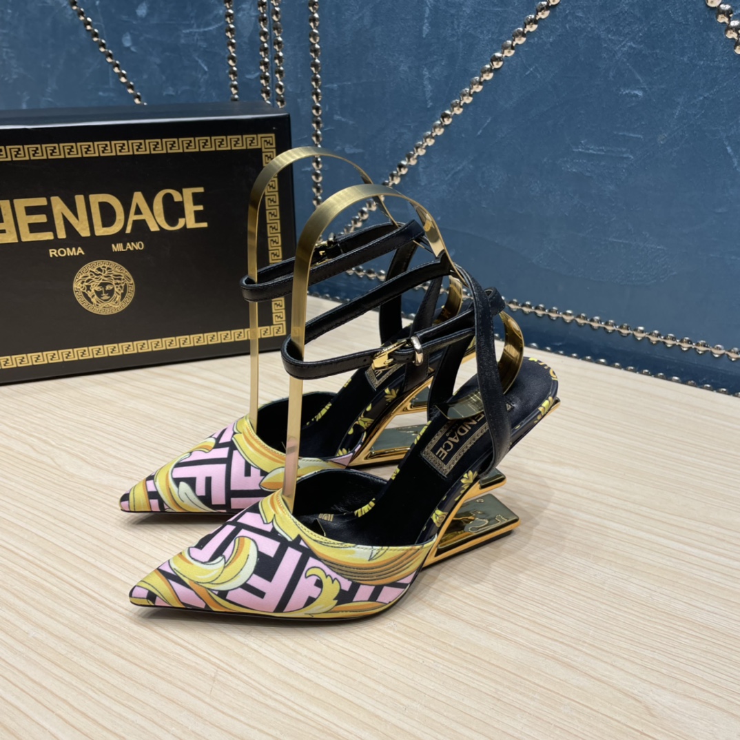 Fendi x Versace Fendace Printed Silk High-Heeled Slingbacks - DopestKickz