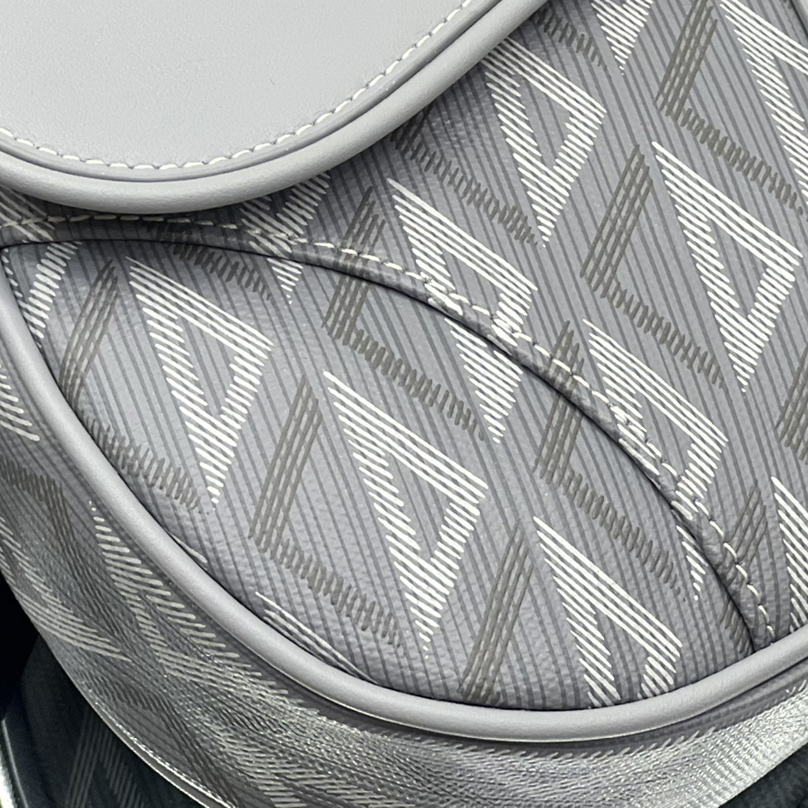 Dior Black CD Diamond Canvas And Smooth Calfskin Saddle Bag(26-19-4.5cm) 1ADPO093 - DopestKickz