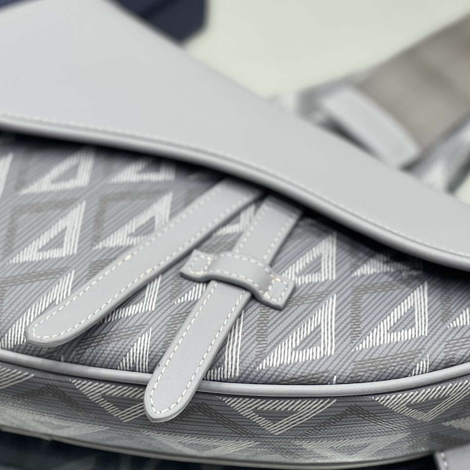 Dior Black CD Diamond Canvas And Smooth Calfskin Saddle Bag(26-19-4.5cm) 1ADPO093 - DopestKickz