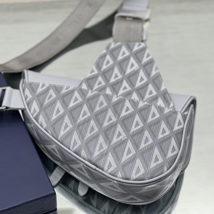 Dior Black CD Diamond Canvas And Smooth Calfskin Saddle Bag(26-19-4.5cm) 1ADPO093 - DopestKickz