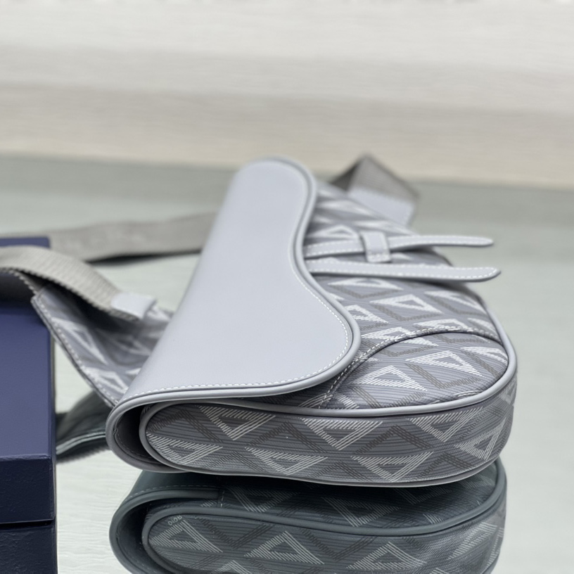 Dior Black CD Diamond Canvas And Smooth Calfskin Saddle Bag(26-19-4.5cm) 1ADPO093 - DopestKickz