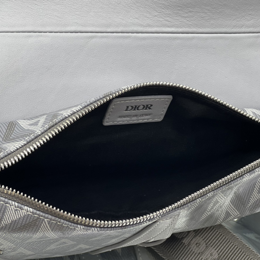 Dior Black CD Diamond Canvas And Smooth Calfskin Saddle Bag(26-19-4.5cm) 1ADPO093 - DopestKickz