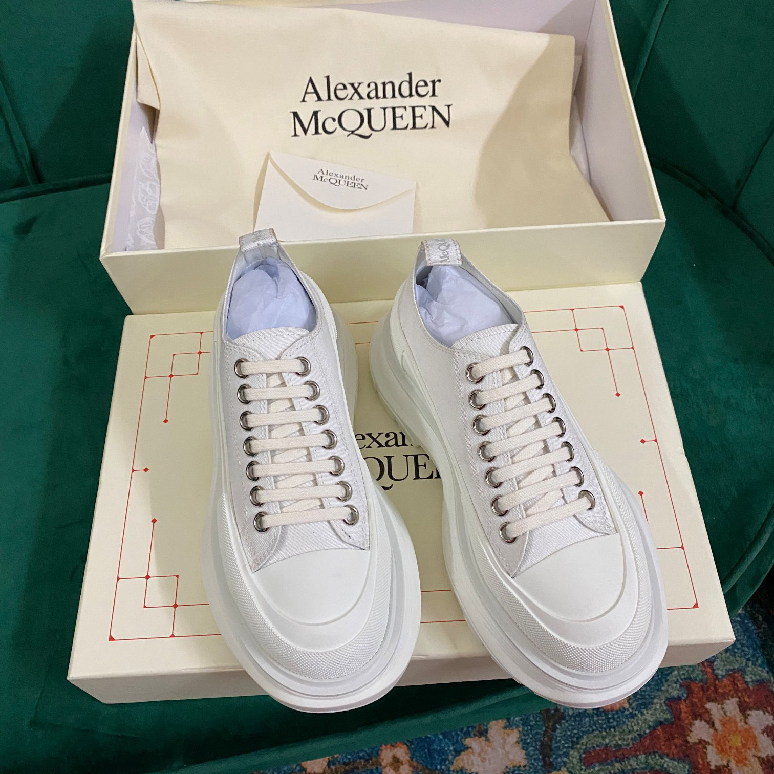 Alexander Mqueen Women's Tread Slick Lace Up In White - DopestKickz