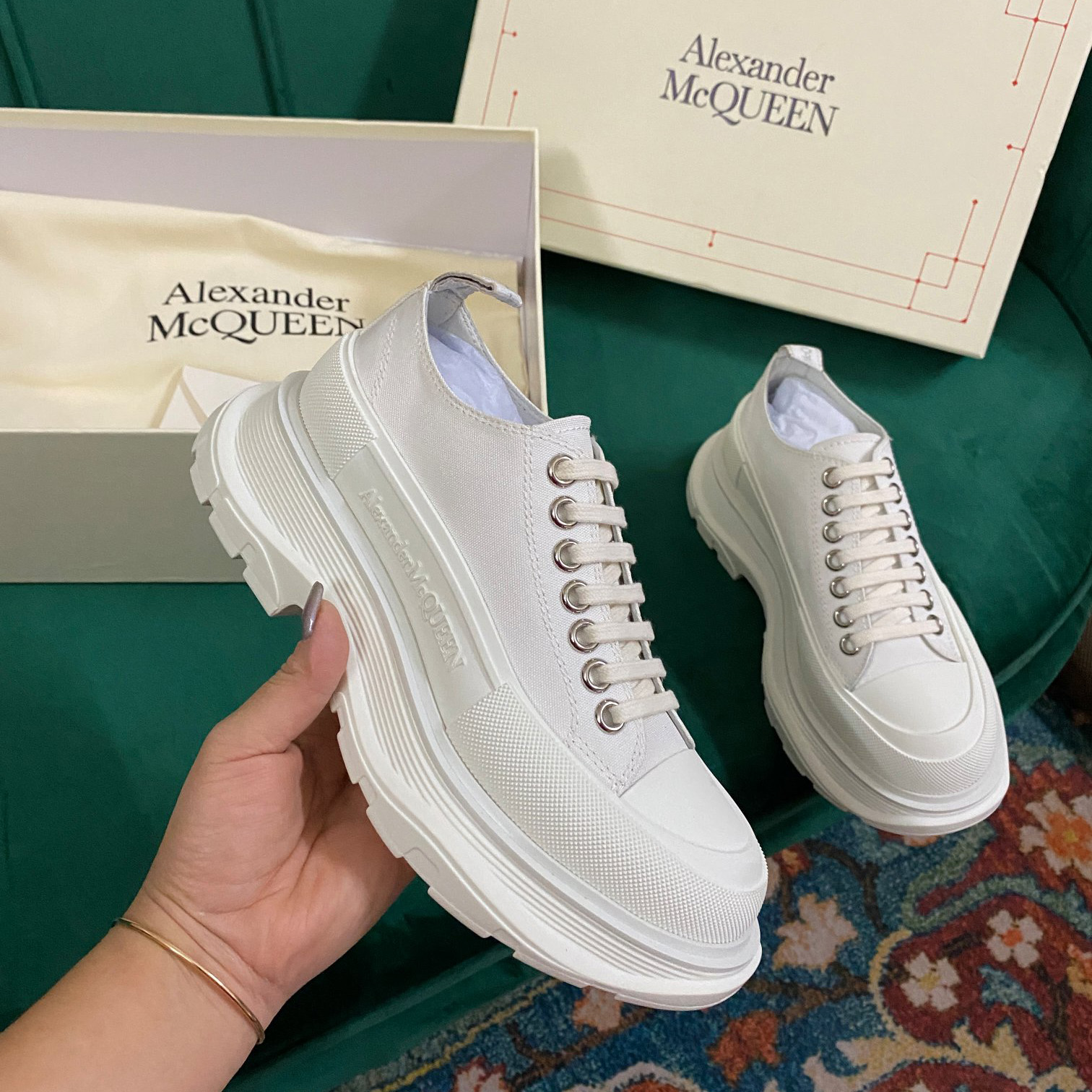 Alexander Mqueen Women's Tread Slick Lace Up In White - DopestKickz