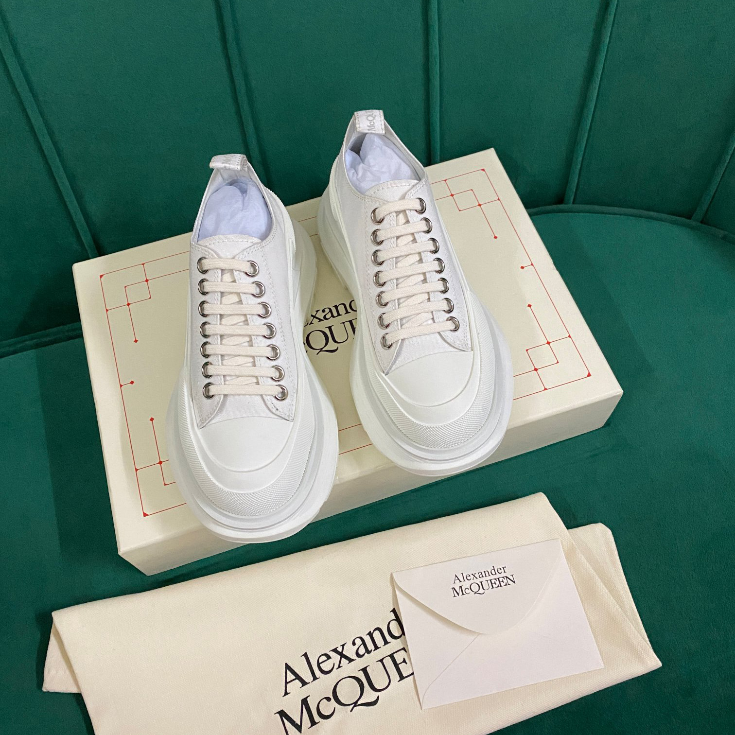 Alexander Mqueen Women's Tread Slick Lace Up In White - DopestKickz