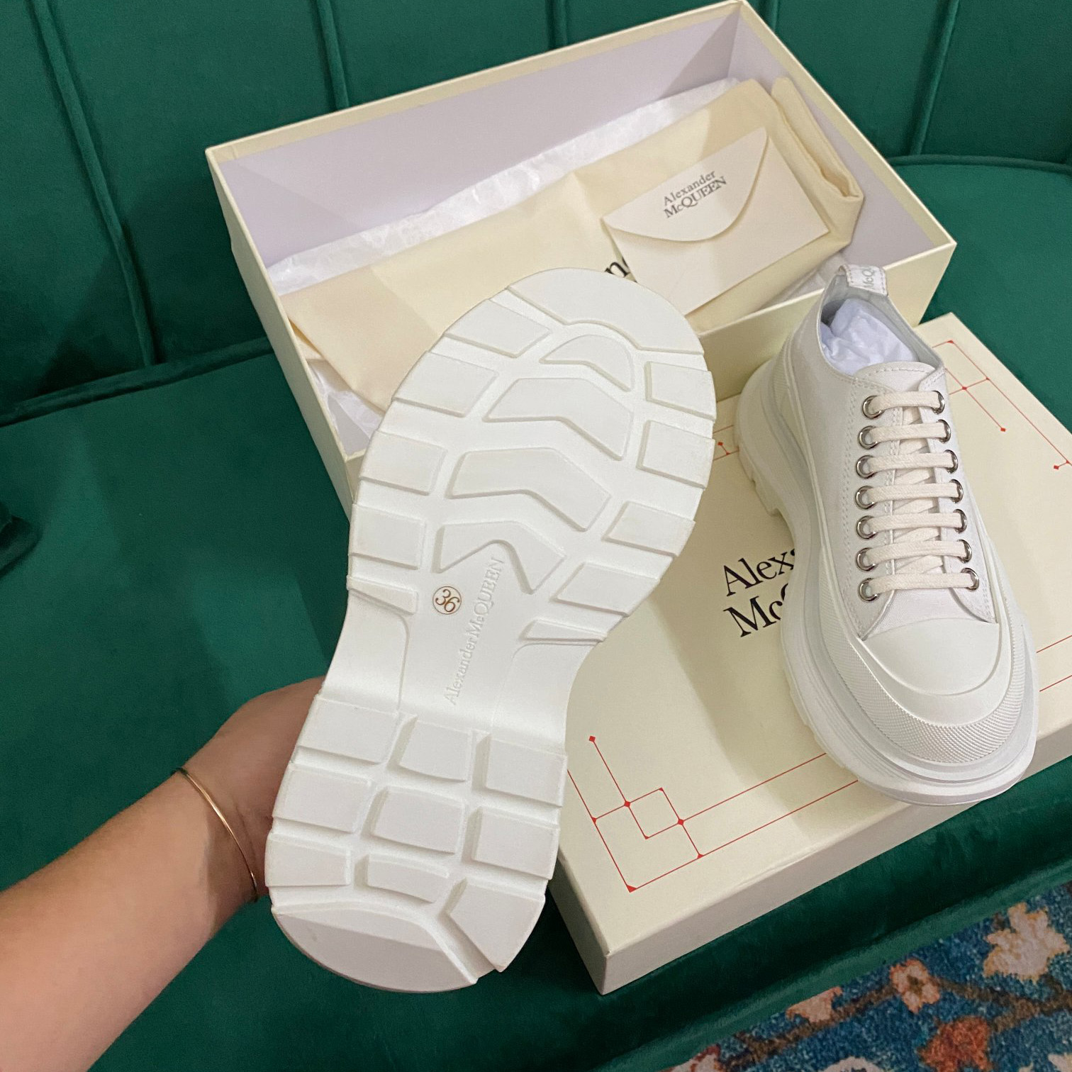 Alexander Mqueen Women's Tread Slick Lace Up In White - DopestKickz