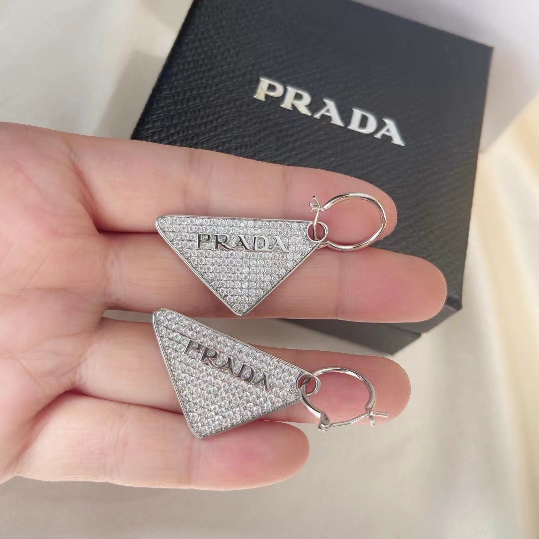 Prada Crystal Logo Jewels Earring - DopestKickz