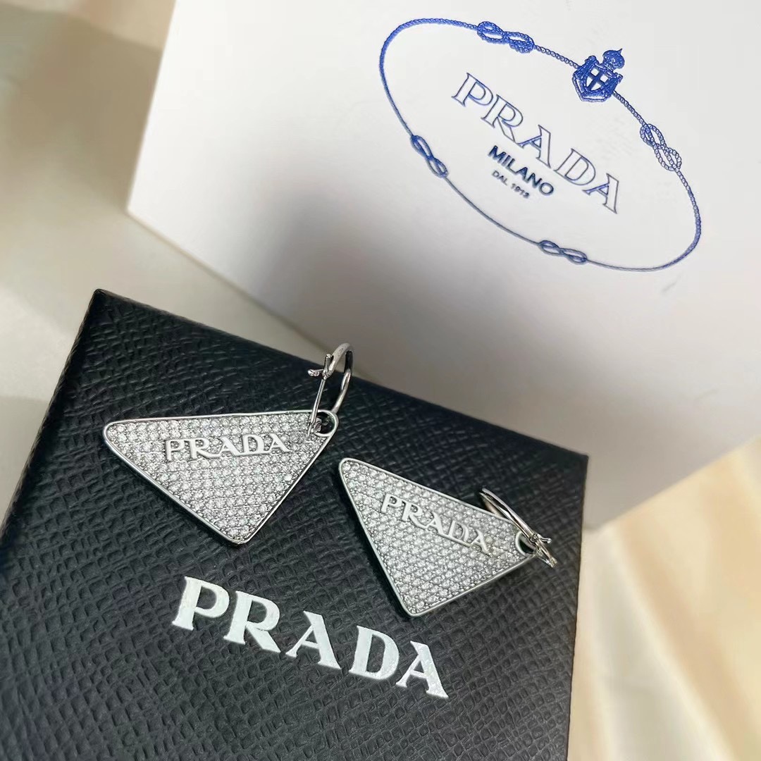 Prada Crystal Logo Jewels Earring - DopestKickz