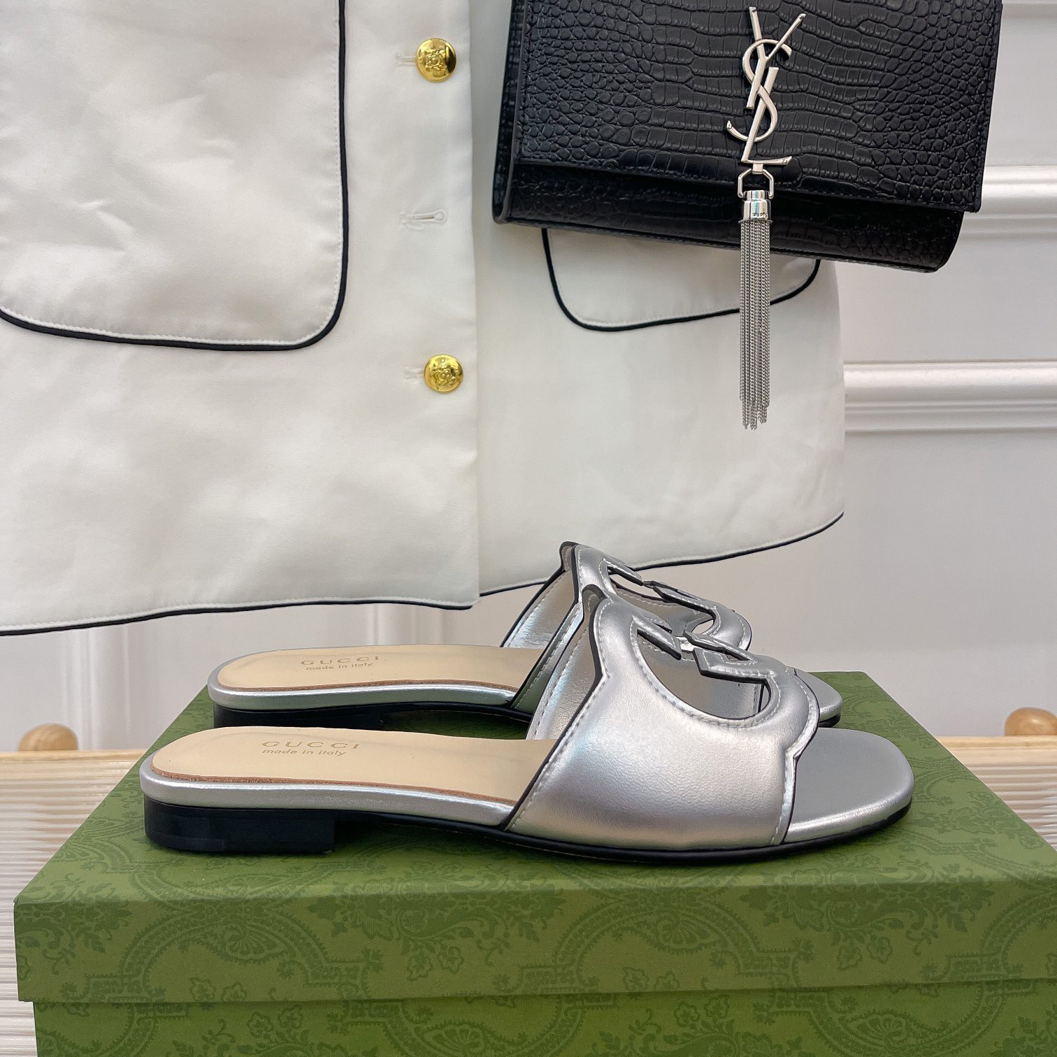 Gucci Women's Interlocking G Cut-Out Slide Sandal - DopestKickz