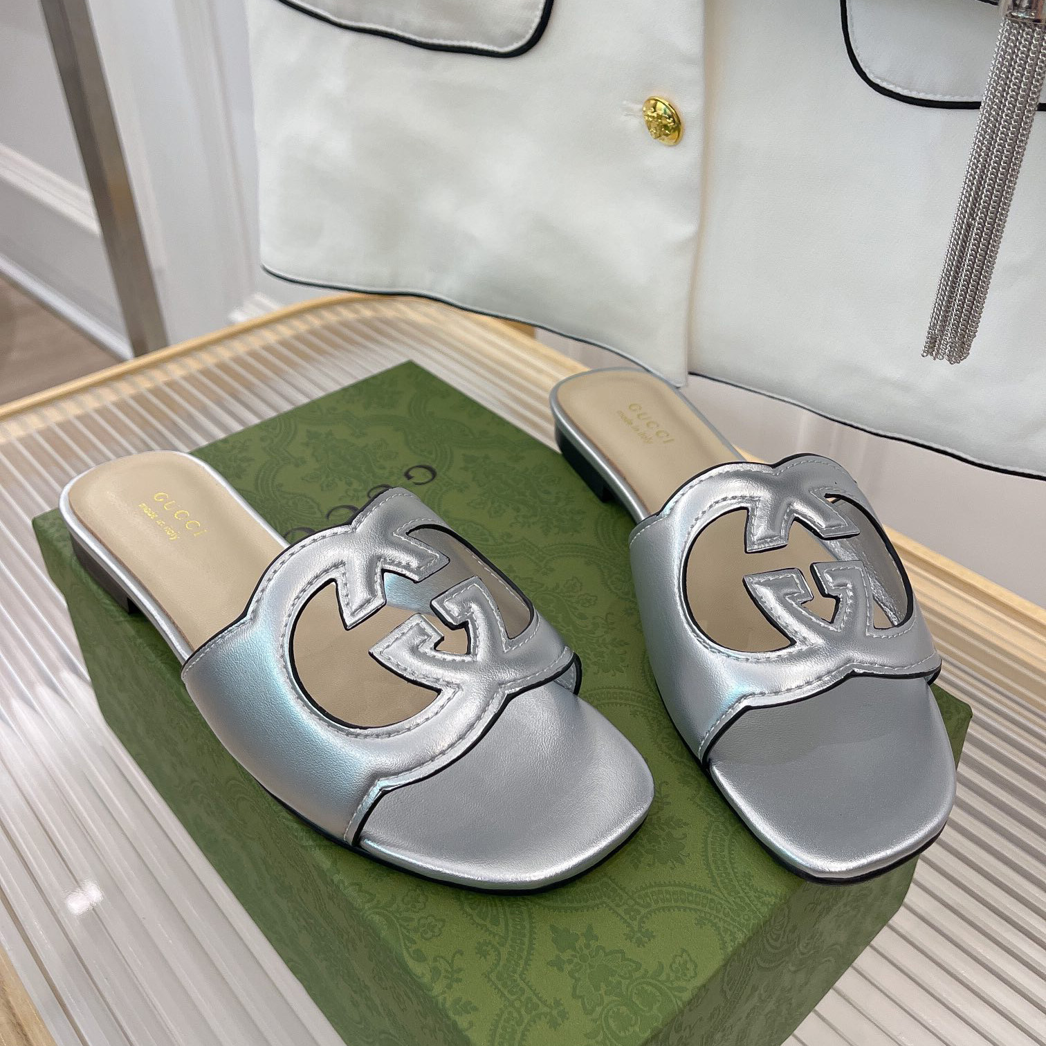 Gucci Women's Interlocking G Cut-Out Slide Sandal - DopestKickz