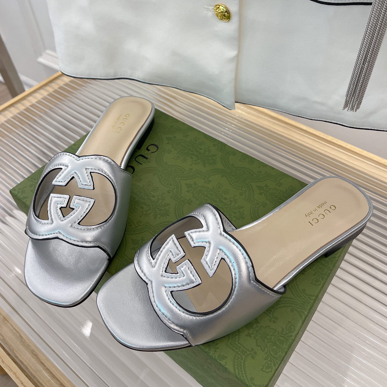 Gucci Women's Interlocking G Cut-Out Slide Sandal - DopestKickz