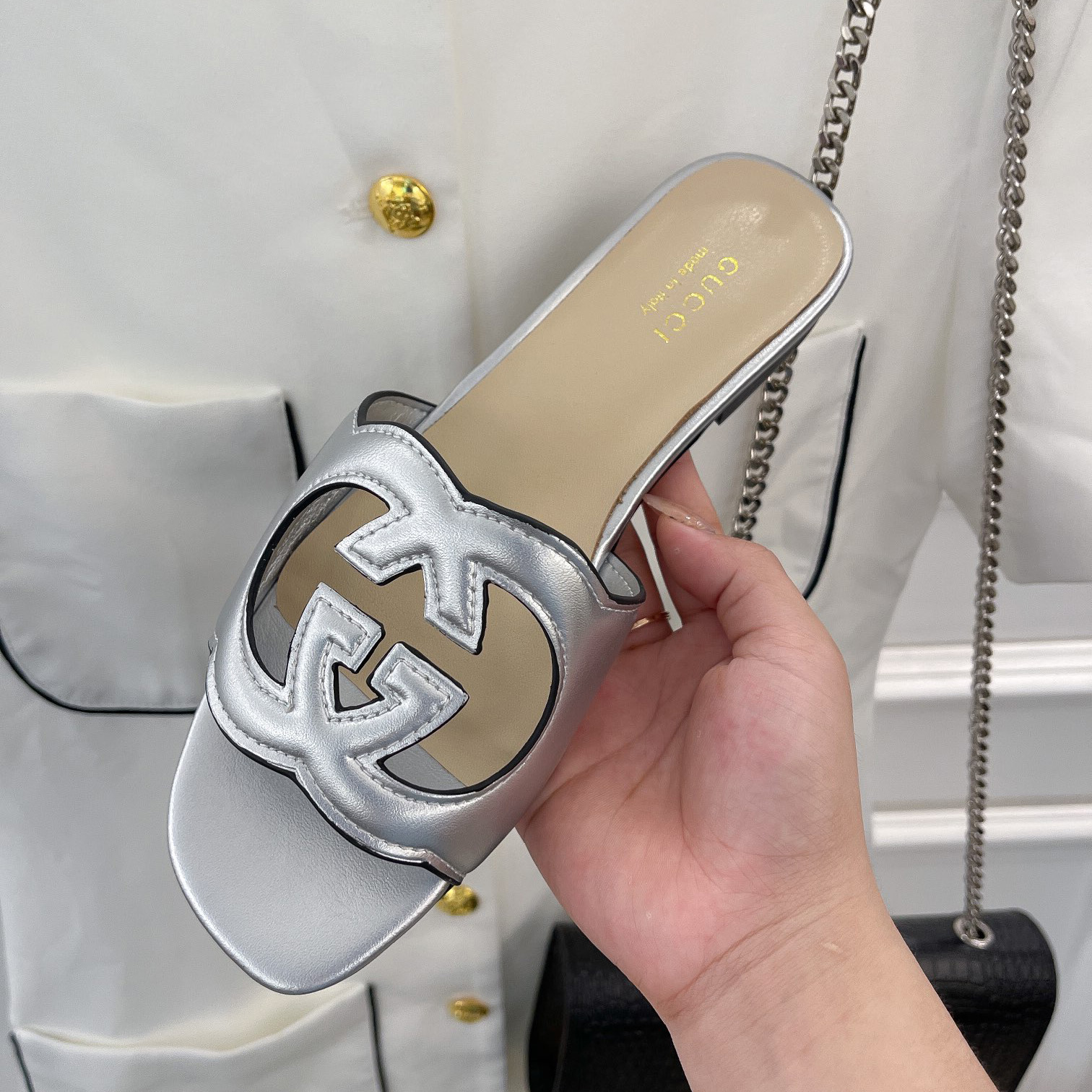 Gucci Women's Interlocking G Cut-Out Slide Sandal - DopestKickz