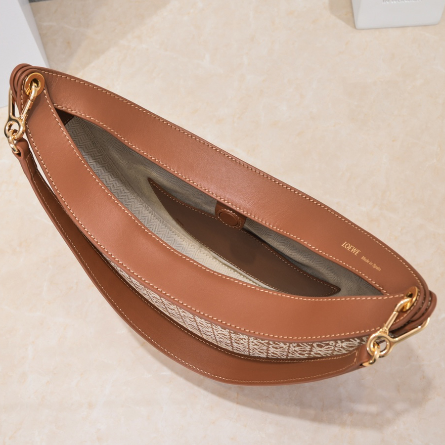 Loewe Luna Bag In Anagram Jacquard And Classic Calfskin(29.5-27-8cm) - DopestKickz