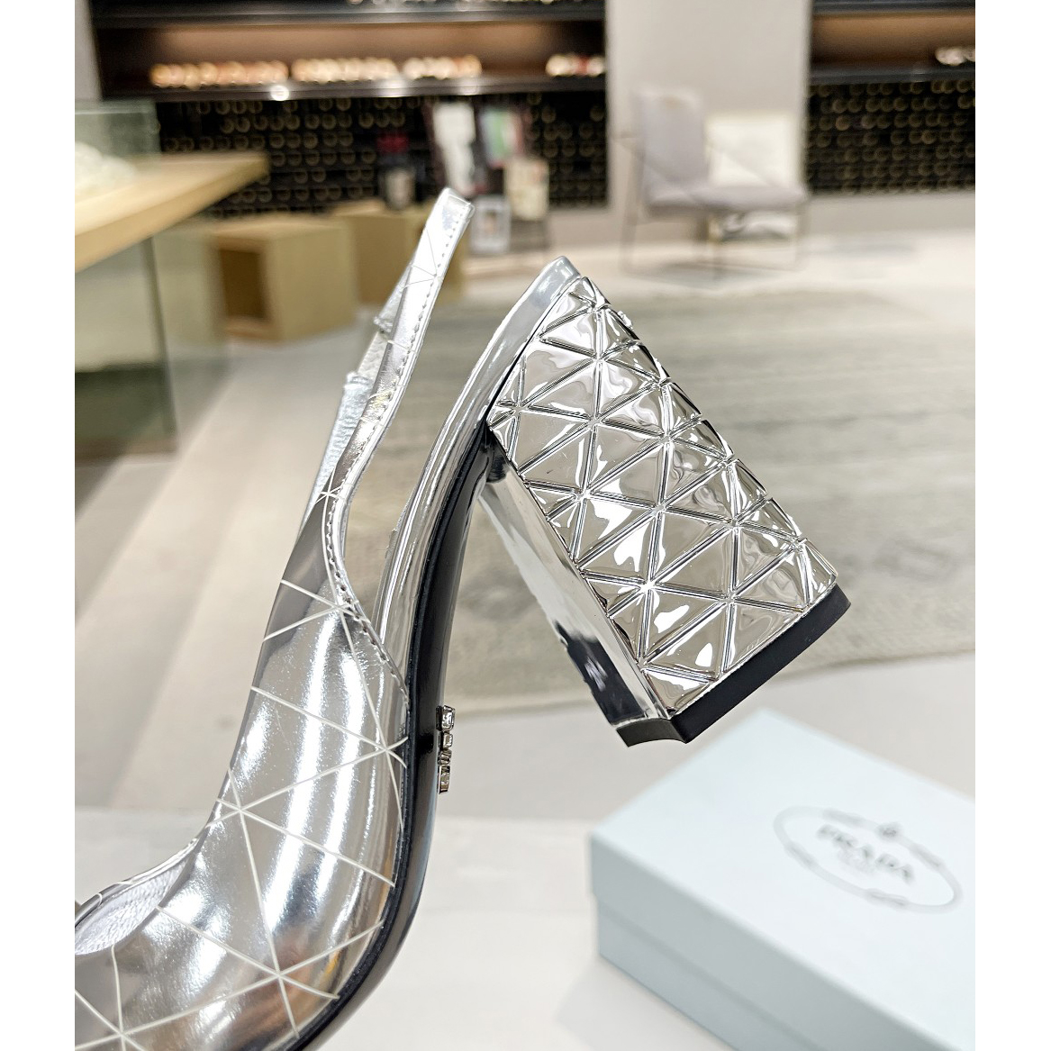 Prada Metallic Leather Slingback Pumps - DopestKickz