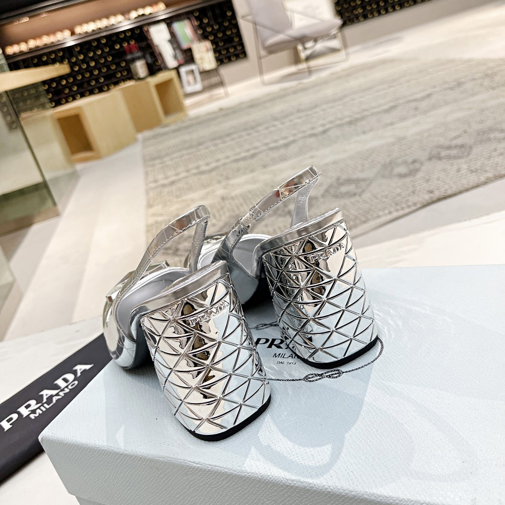 Prada Metallic Leather Slingback Pumps - DopestKickz