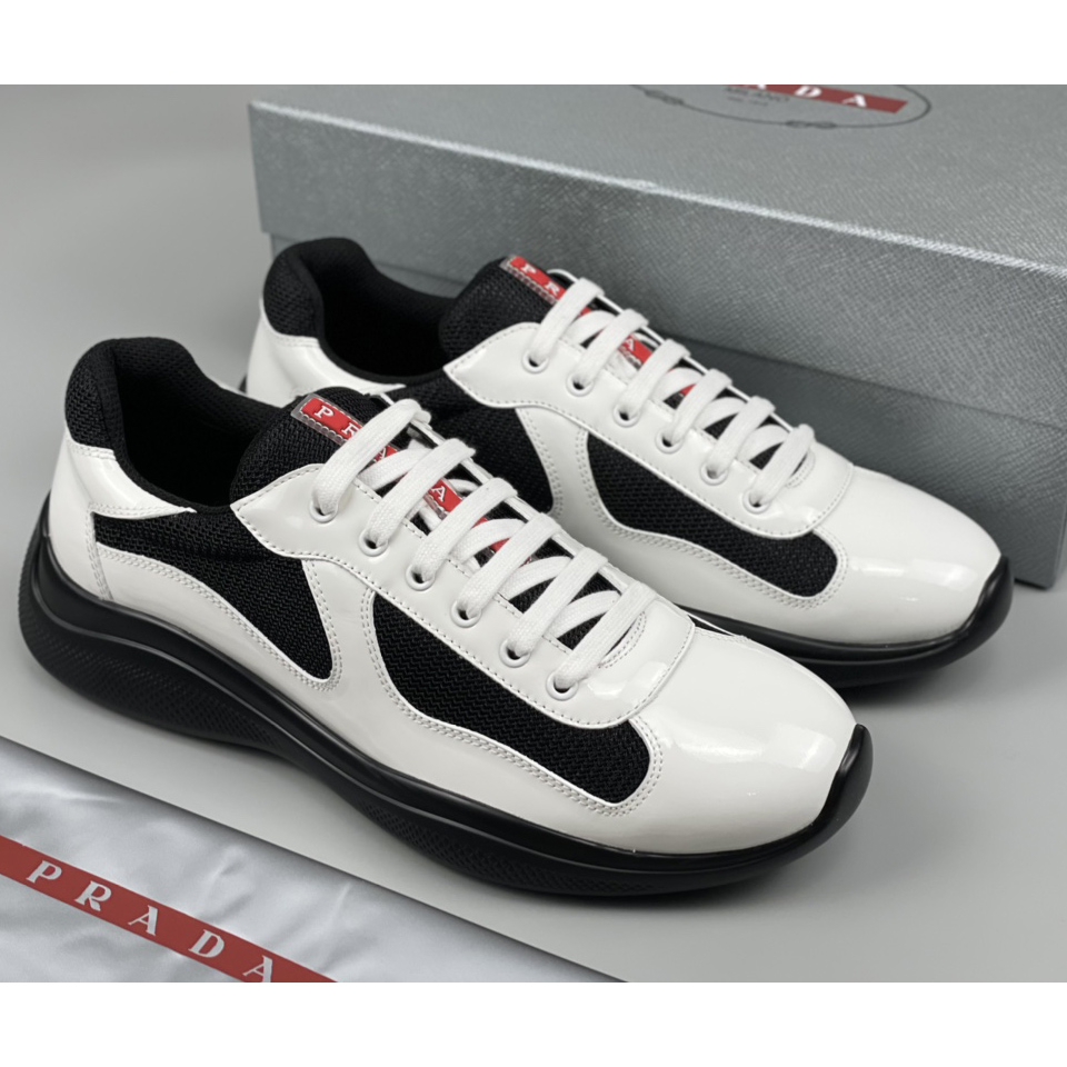 Prada Male America's Cup Sneaker In Black/White - DopestKickz