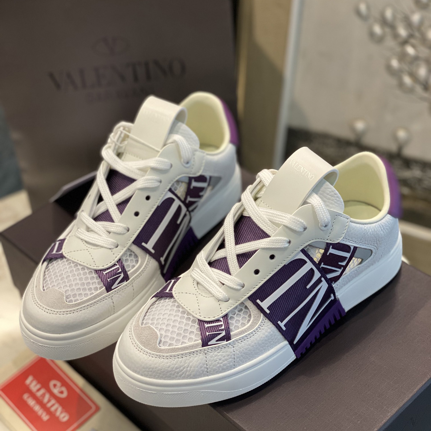 Valenti Low-Top Calfskin And Mesh VL7N Sneaker With Bands - DopestKickz