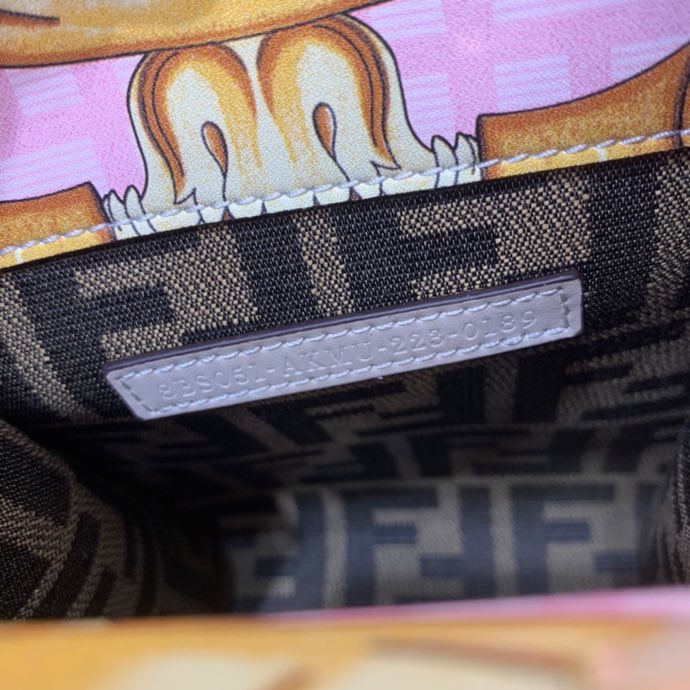 Versace x Fendi Mini Sunshine Shopper Fendace Printed White Leather Mini Bag(13-18-6.5cm) - DopestKickz